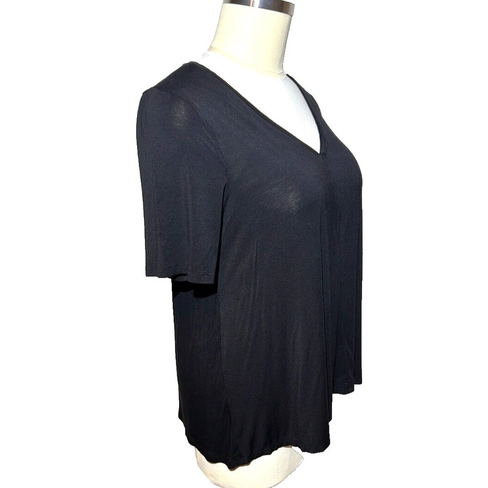 Lane Bryant - Women's 2X Blouse Black Stretch V Neck Tee Shirt - Picture 5 of 9
